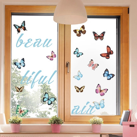 Butterfly Window Stickers Colorful Double Sided Visible PVC Decorative Wall Decals For Glass Door Home Decoration
