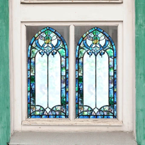 Kreative Buntglas Blume Fenster Sichtschutzfolie Vintage Mosaik Mandala PVC Dekorative Fensteraufkleber Für Haus Badezimmer