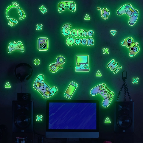 Leuchtende Gamecontroller Wandaufkleber PVC Gaming Thema Dekor Für Kinderzimmer Schlafzimmer Wasserdicht Nachtleuchtend