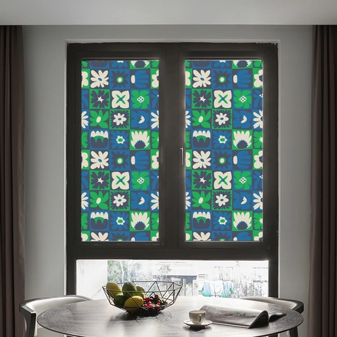 Static Cling Window Film Floral Geometric Pattern Privacy Glass Stickers PVC Non Adhesive Living Room Home Decor