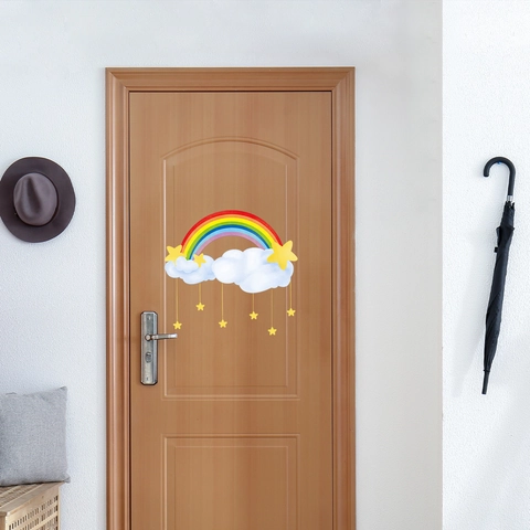 Luminous Rainbow Cloud Star Wall Sticker PVC Waterproof Glow In The Dark Bathroom Toilet Decal Home Decor DIY Art Mural