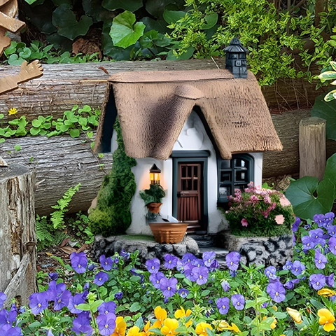 2D PVC Cottage House Garden Decoration Stake Yard Art Decor For Outdoor Flower Pot Patio Lawn Landscape Ornaments