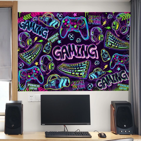 Adesivi Murali Gaming Stile Cyberpunk Neon Decalcomanie Autoadesive In PVC Per Decorazione Camera Da Letto Sala Giochi Motivo