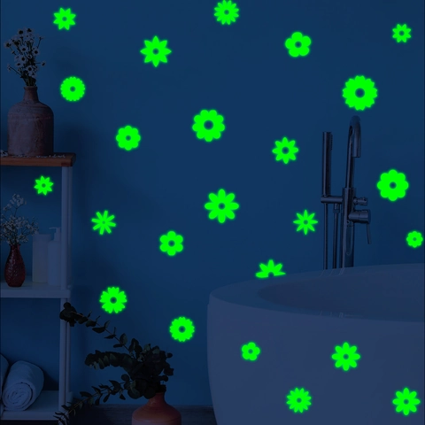 Glow In The Dark Wall Stickers Luminous Daisy Flower Decals PVC Self Adhesive Waterproof Bedroom Kids Room Decoration