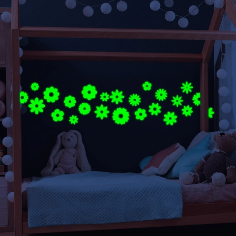 Glow In The Dark Wall Stickers Luminous Daisy Flower Decals PVC Self Adhesive Waterproof Bedroom Kids Room Decoration