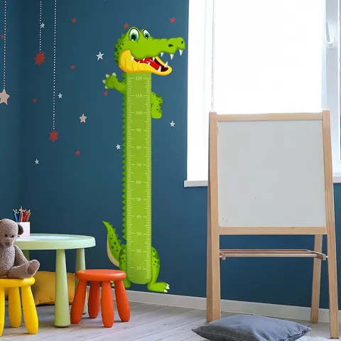 Cartoon Krokodil Wachstumsdiagramm Wandaufkleber PVC Wasserdichtes Höhenlineal Für Kinderzimmer Kindergarten Deko Wandbild