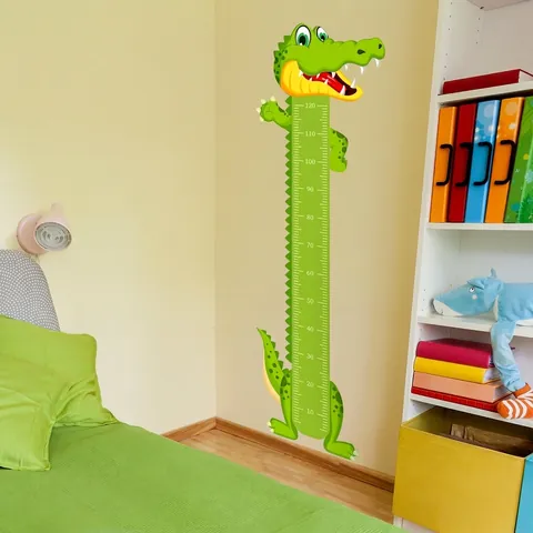 Cartoon Krokodil Wachstumsdiagramm Wandaufkleber PVC Wasserdichtes Höhenlineal Für Kinderzimmer Kindergarten Deko Wandbild