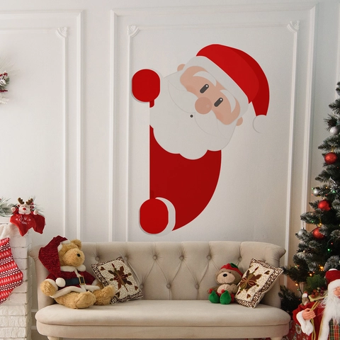 Kerstman Muursticker PVC Zelfklevend Kerstdecoratie Cartoon Peeking Voor Huis Deur Raam Koelkast