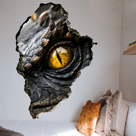 Pegatinas De Pared Ojo De Dragón 3D PVC Agujero Roto Monstruo Peeking Calcomanías Impermeables Autoadhesivas Para Niños