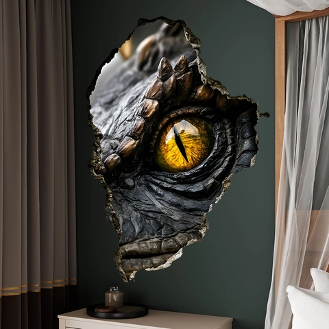 Pegatinas De Pared Ojo De Dragón 3D PVC Agujero Roto Monstruo Peeking Calcomanías Impermeables Autoadhesivas Para Niños