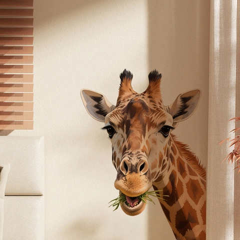 Adesivo Da Parete Giraffa PVC Decalcomania Animale Realistica Per Camera Da Letto Soggiorno Frigorifero Porta Decorativo