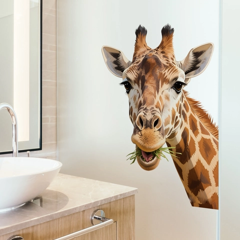 Adesivo Da Parete Giraffa PVC Decalcomania Animale Realistica Per Camera Da Letto Soggiorno Frigorifero Porta Decorativo