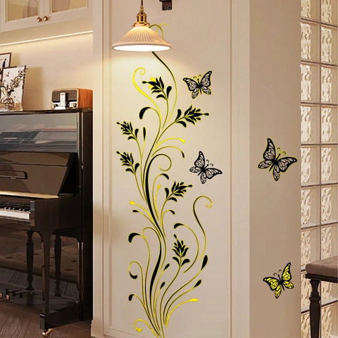 Adesivi Murali Motivo Fiori Farfalla Colibrì PVC Stampa A Caldo Impermeabile Autoadesivo Decorazione Casa Elegante