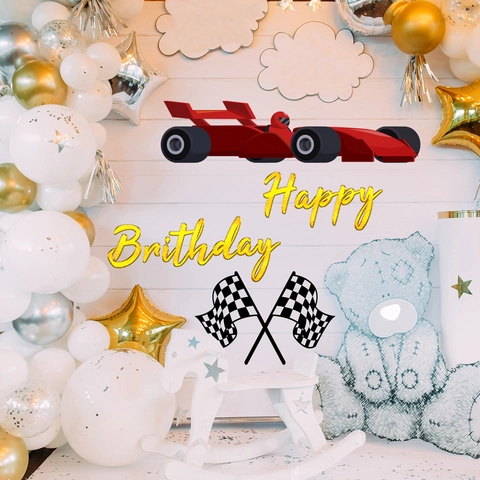 Wall Stickers Home Decor PVC Waterproof Metallic Hot Stamping Feather Freedom Racing Car Birthday Coffee Kitchen Decals