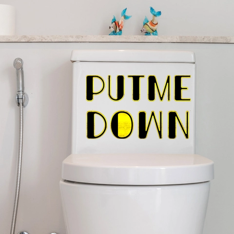 Autocollant Abattant WC Imperméable PVC Or Marquage À Chaud Slogan Décalcomanie Décoration Salle De Bain