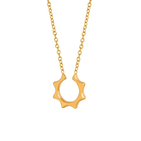 Geometric Pendant Necklace Titanium Steel 18K Gold Plated U-Shaped Sunburst Minimalist Retro Accessories For Women