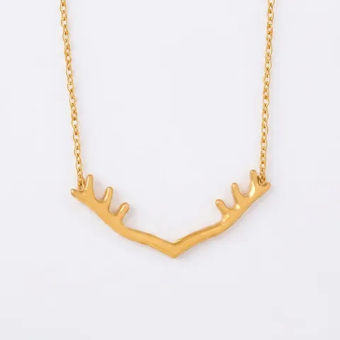 Antler Pendant Necklace Titanium Steel 18K Gold Plated Minimalist Deer Horn Clavicle Chain Jewelry For Women