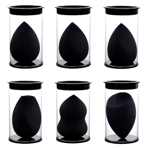 Professioneller Schwarzer Make-Up Schwamm Beauty Blender Hydrophiler Nicht-Latex Weich Elastisch Für Foundation Nass Und Trocken