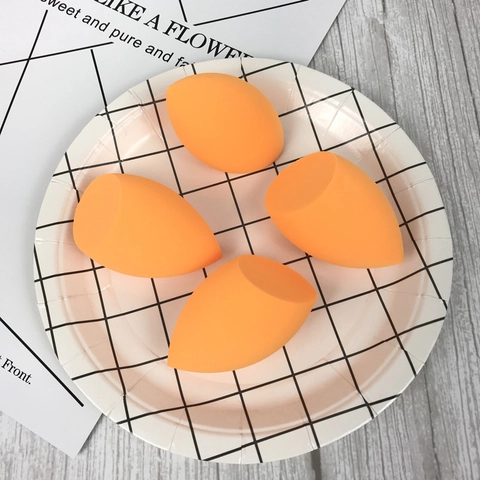 Makeup Sponge Blender Non-Latex Hydrophilic Orange Oblique Cut Waterdrop Shape Wet Dry Use For Foundation Concealer Professional Base Makeup