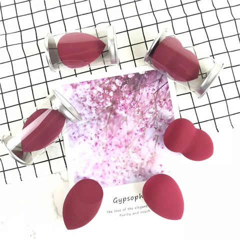 Esponja De Maquillaje Huevo De Belleza Hidrófilo Sin Látex Forma Gota Calabaza Biselada Con Tubo Transparente Base Facial
