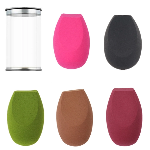 Hydrofiel Niet-Latex Beauty Blender Geometrische Sneden Makeup Ei Met Transparante Opbergkoffer Droog en Nat Gebruik