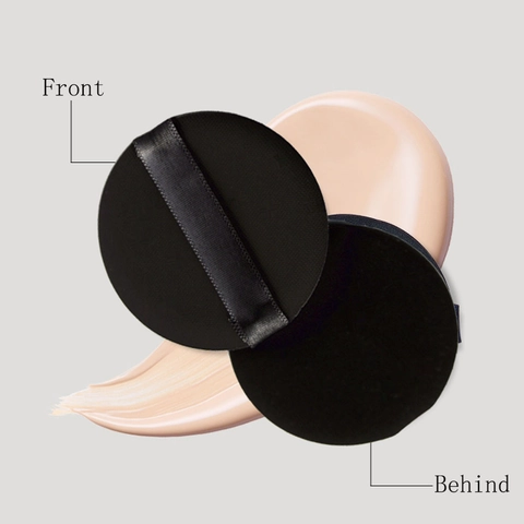 Borlas De Maquillaje Con Cojín De Aire Redondas Negras Esponja Hidrofílica Sin Látex Para Base Crema BB Uso En Seco Y Húmedo