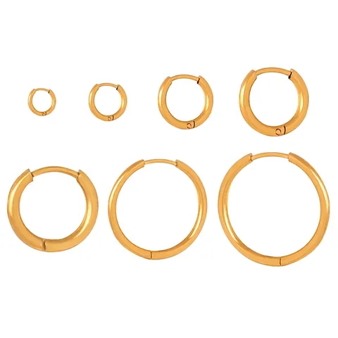 Orecchini a Cerchio Minimalisti Placcati Oro 18K Acciaio Inossidabile Lucidato Geometrico Circolare Per Donna Gioielli Stile Retrò