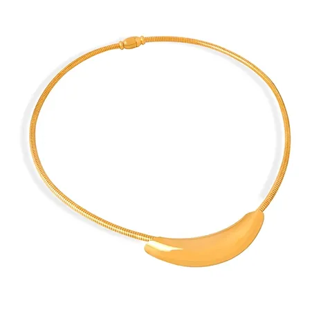 Titanium Steel Necklace Geometric Curved Arc Pendant Minimalist Snake Bone Chain For Women Vintage Chic Jewelry