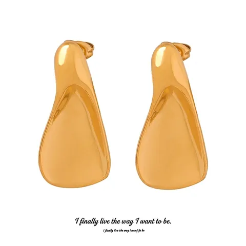 Geometric Earrings Irregular Fluid Texture Stainless Steel High Polish Minimalist Modern Style Jewelry For Women
