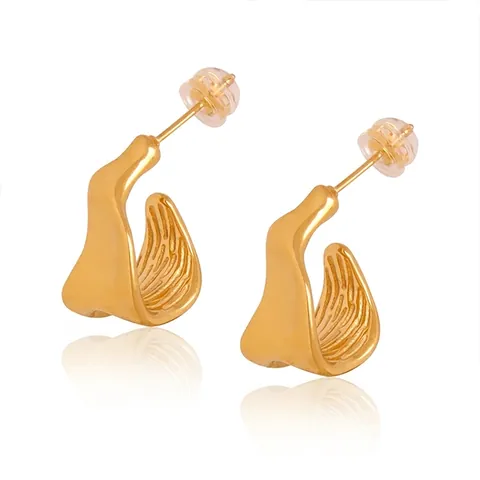 Irregular Geometric Earrings French Minimalist Wave C-Hoop Titanium Steel Gold Plated With Stainless Steel Earring Post