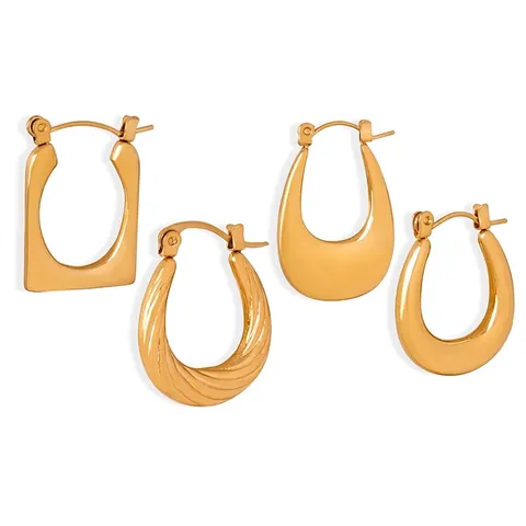 Geometrische U-Förmige Hoop Ohrringe Französischer Vintage Polierter Titanstahl Minimalistischer Schmuck Für Frauen