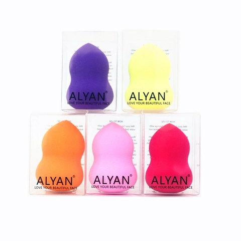 Éponge À Maquillage Beauty Blender Forme De Gourde Polyuréthane Hydrophile Applicateur Visage Doux Utilisation Sec Humide Boîte Transparente