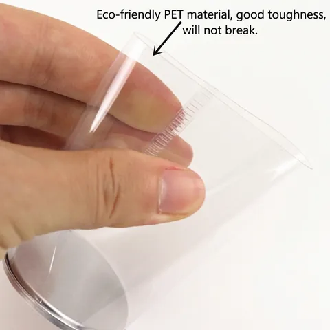 Transparente PET-Zylinder-Aufbewahrungsbox Mit Metalldeckel Staubdichter Kosmetik-Organizer Rundes Verpackungsbehältnis