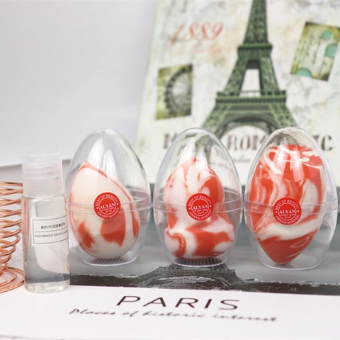 Marmeren Make-up Spons Hydrofiele Niet-Latex Beauty Egg Blender Nat Droog Gebruik Foundation Applicator Professionele Beauty Tool Voor Dames