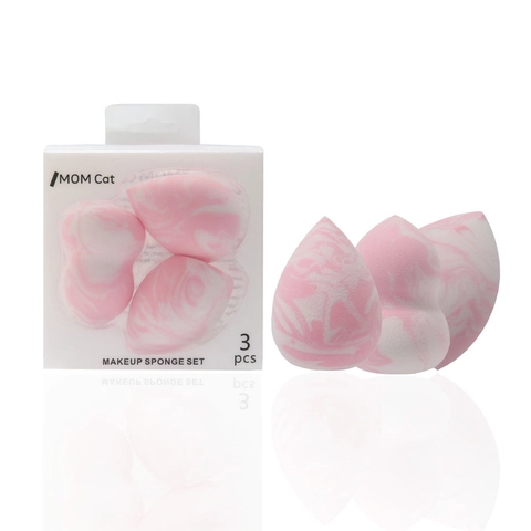 Marmertextuur Make-up Spons Set Professionele Beauty Blender Hydrofiel Polyurethaan Foundation Spons Voor Nat Droog Gebruik Schoonheidstool