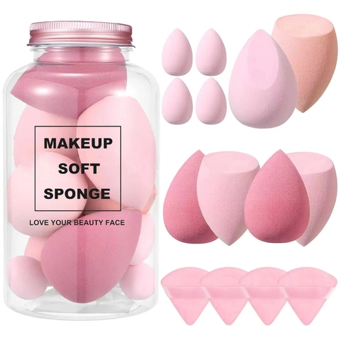 Éponges De Maquillage Polyuréthane Hydrophile Mélange De Fond De Teint Oeufs De Beauté Avec Rangement En Pot Multiforme Professionnel