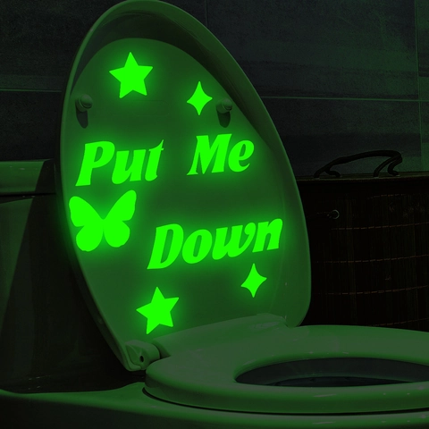 Glow In The Dark Toilettendeckel Aufkleber Leuchtende PVC Dekor Put Me Down Briefe Schmetterling Herz Wasserdicht Bad Deko