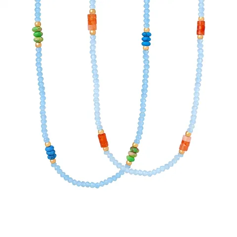 Collar de Cuentas de Piedra Natural y Turquesa de Acero de Titanio Hecho a Mano para Mujer Joyería Bohemia Vintage Colorida