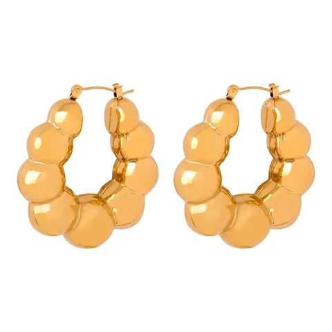 Pendientes De Aro Chunky Bubble Para Mujer De Acero De Titanio Chapado En Oro Minimalistas Modernos