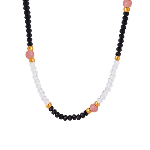 Beaded Necklace Handmade Mixed Natural Stone Stainless Steel Gold Plated Clavicle Chain For Women Elegant Accessory