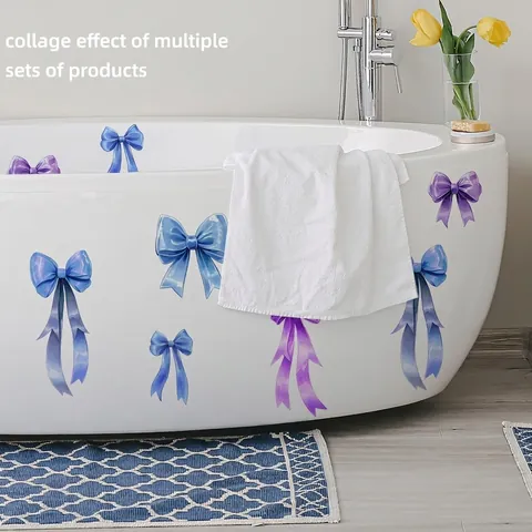 Aquarel Strik Muurstickers Waterdicht PVC Vlinder Lint Decals Voor Badkamer Kinderkamer Slaapkamer Woonkamer Huis Decoratie