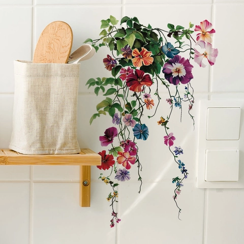 Blumen Schmetterling Wandaufkleber PVC Wasserdicht Selbstklebend Abnehmbar Für Badezimmer Toilette Wohnzimmer Dekor