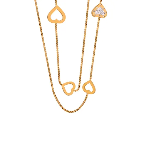 Collana A Catena Per Maglione Con Cuore Cavo Acciaio Al Titanio Zircone Ciondolo Lungo Catena Box Gioielli Eleganti Versatili Donna