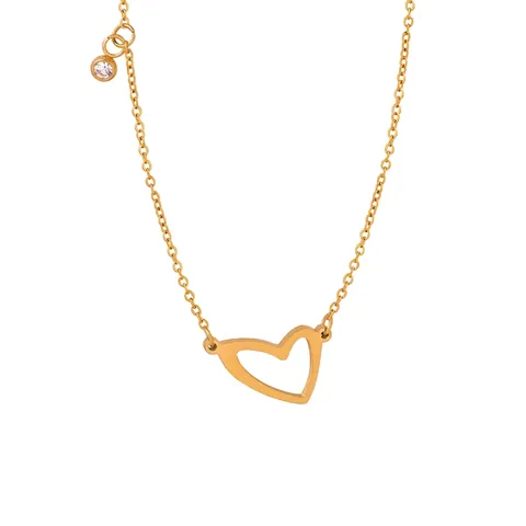 Collana con Ciondolo a Cuore Cavo in Acciaio Inossidabile Placcato Oro con Zirconia Collana Girocollo Gioielli Donna