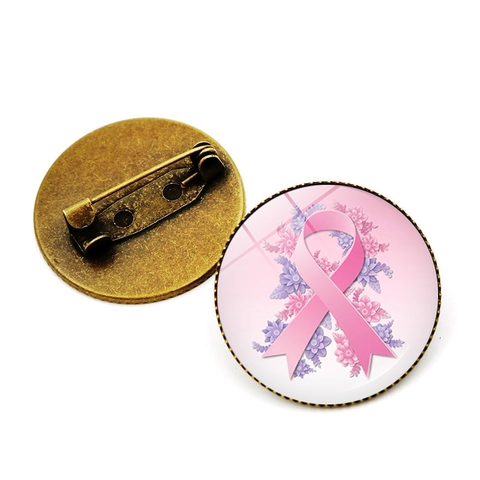Pink Ribbon Breast Cancer Awareness Brooch Alloy Glass Pin With Flower Butterfly Charity Symbol Lapel Badge Gift For Women