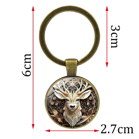 Portachiavi in Lega di Zinco Vintage Cabochon in Vetro Retro Alce Foresta Pendente Portachiavi per Borsa Auto Regalo