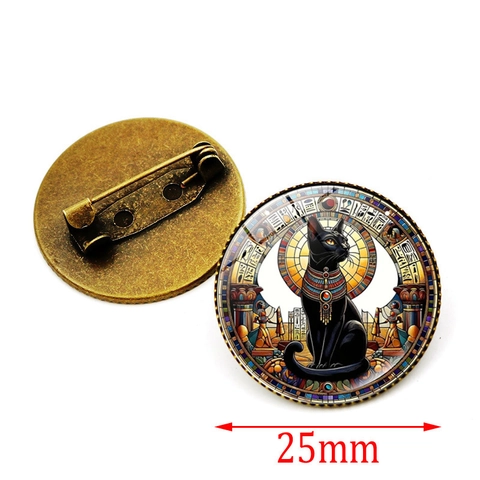 Vintage Altägyptische Bastet Katze Brosche Legierung Glas Cabochon Anstecknadel Hieroglyphen Schmuck Für Damen Herren Deko
