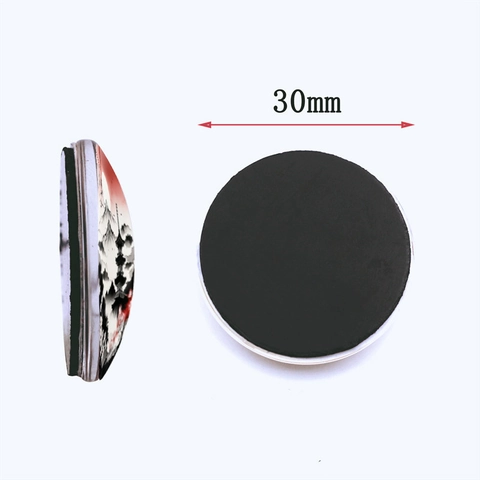 Glass Fridge Magnet Round Magnetic Sticker Japanese Ink Wash Painting Mount Fuji Style Decorative For Kitchen