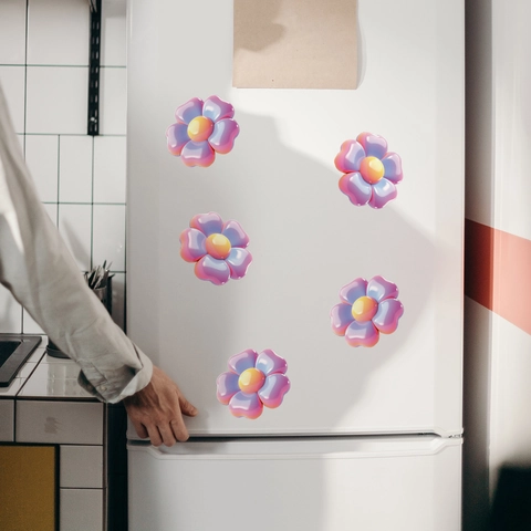 3D Blume Kühlschrankmagnete Bunter Farbverlauf PVC Magnetaufkleber Für Küche Haus Büro Dekor Wasserdicht