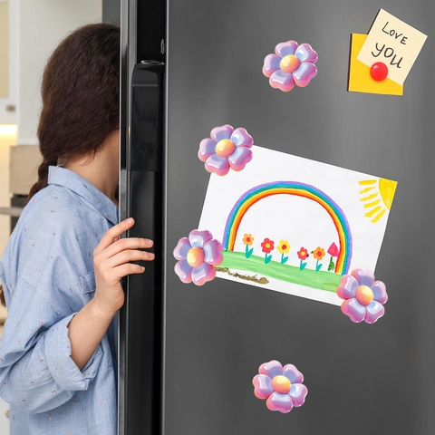 3D Blume Kühlschrankmagnete Bunter Farbverlauf PVC Magnetaufkleber Für Küche Haus Büro Dekor Wasserdicht